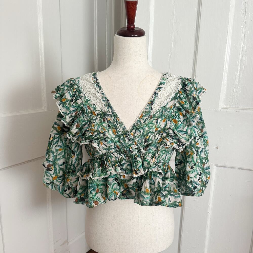 Farm Rio Toucan Tropical Print Top